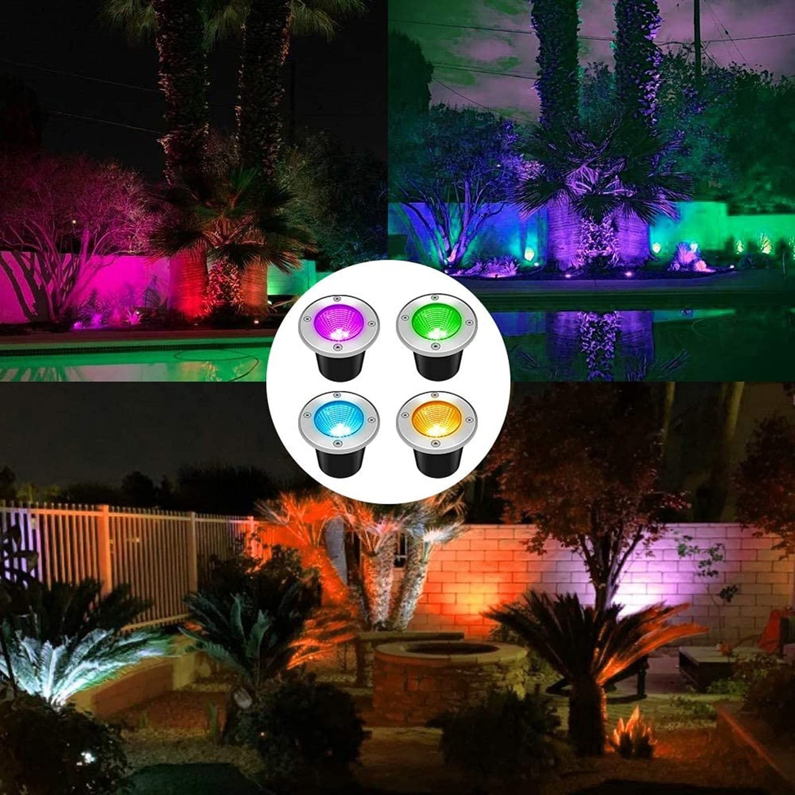 Luci paesaggistiche a LED da Terra 5 Pezzi - Luci interrate per Esterni, Luci da Pavimento RGB per Esterni con Telecomando, Illuminazione paesaggistica da Giardino 12/24 V, Faretti da incass