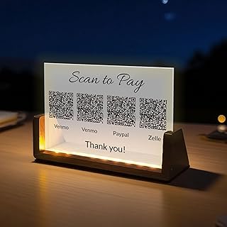 Personalized U-Shaped UV Frosted Acrylic Business QR Code Signs Custom Multi Facebook Web Social Media Sign Choose Your Logo Scan to Pay Venmo Paypal Cash Hairdressers Beautician Sign (U4Code)