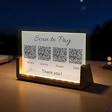 Personalized U-Shaped UV Frosted Acrylic Business QR Code Signs Custom Multi Facebook Web Social Media Sign Choose Your Logo Scan to Pay Venmo Paypal Cash Hairdressers Beautician Sign U4Code