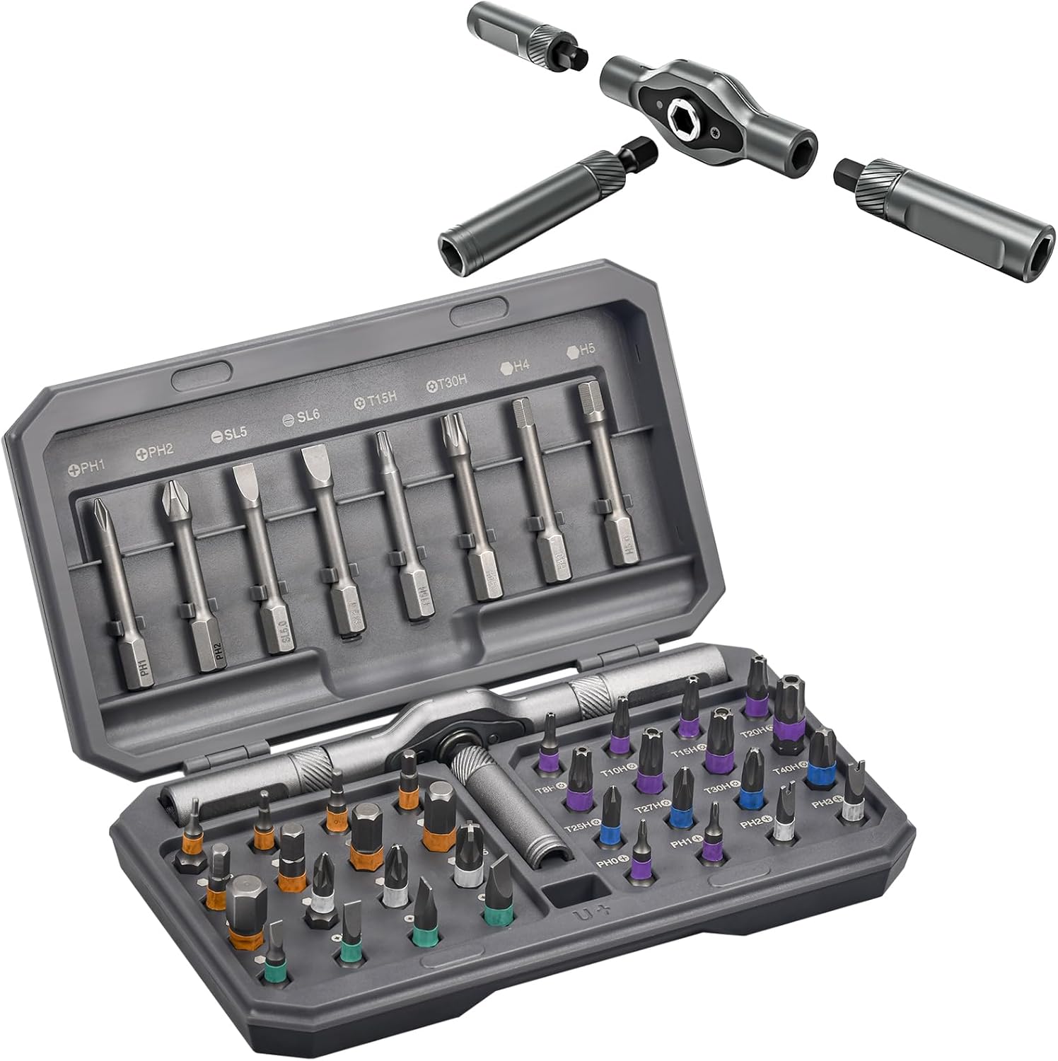 42 in 1 Magnetic Screwdriver Set, Multi Bit Magnetic Screwdriver Set with Detachable Ratchet Handle, Handle Ratchet Screwdriver Set with 40 Bits, Precision Repair Tool Set
