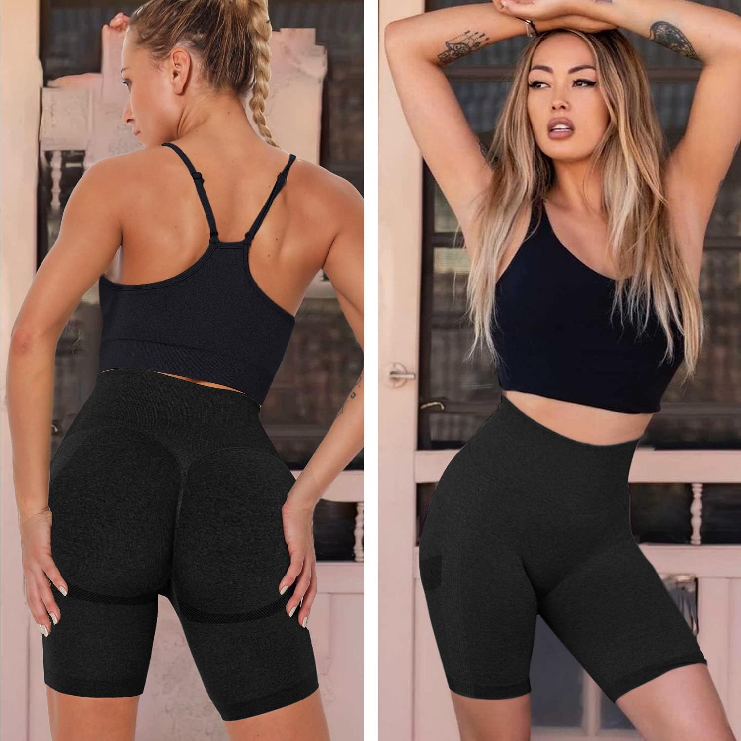 Scrunch Butt Lifting Seamless Shorts for Women High Waist Tummy Control Workout Biker Shorts Ruched Booty Lifting Leggings - Image 6