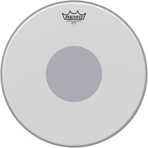 Miniatura 5 de Remo Cabezal de tambor recubierto de sonido controlado con punto negro inverso 14 pulgadas