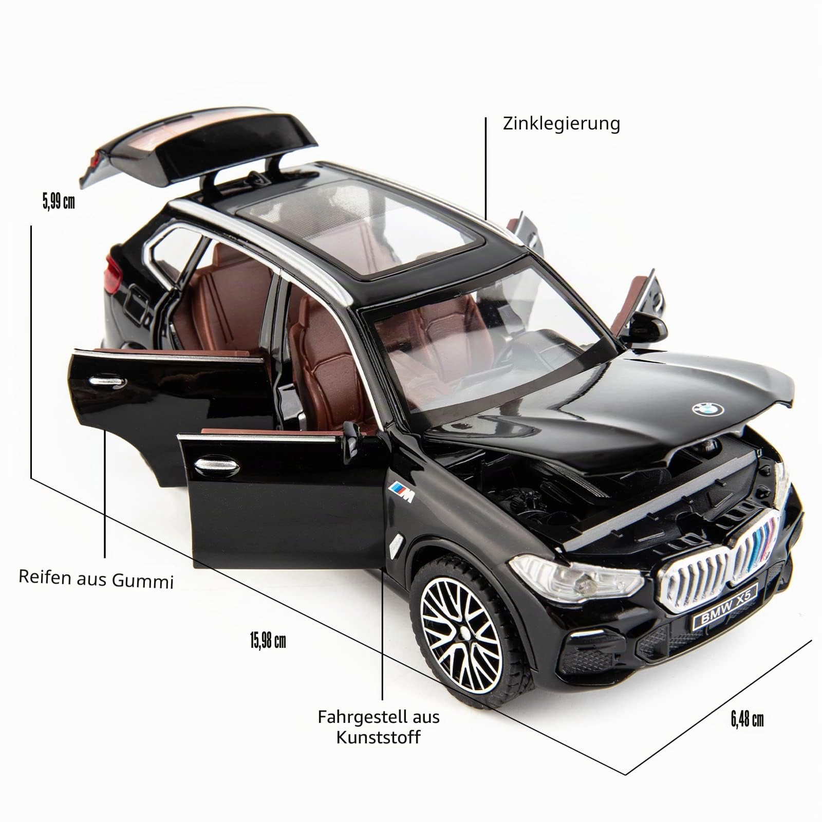 TGRCM-CZ 1/32 X5 SUV Modellauto Spielzeug, Druckguss Legierung Pull Back Auto Modell mit Licht und Sound Spielzeugfahrzeuge für Kinder Schwarz