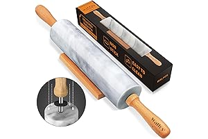 16.5" Granite Marble Rolling Pin with Premium Wooden Handles & Cradle