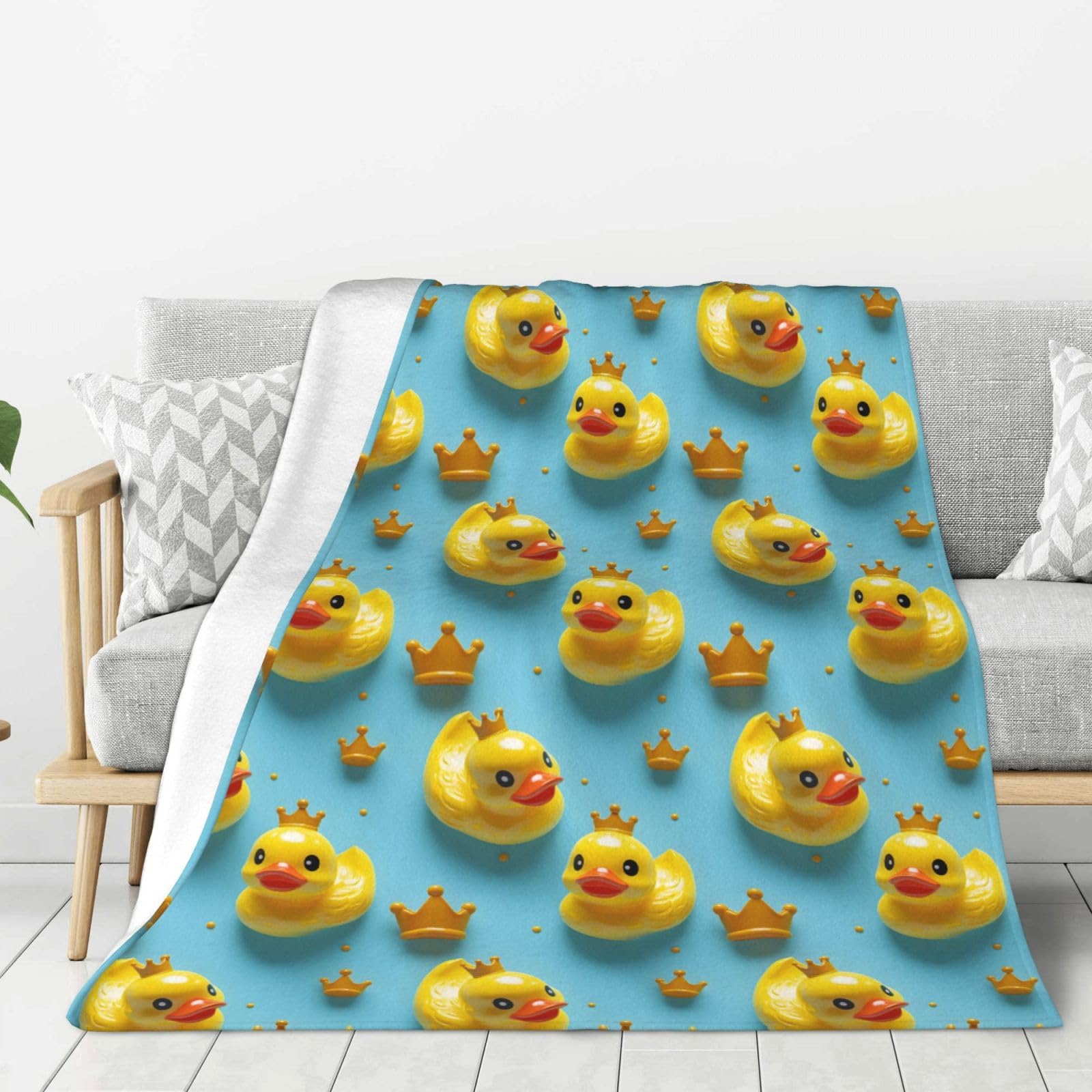 Couverture pelucheuse douce motif couronne de canard pour un confort réconfortant