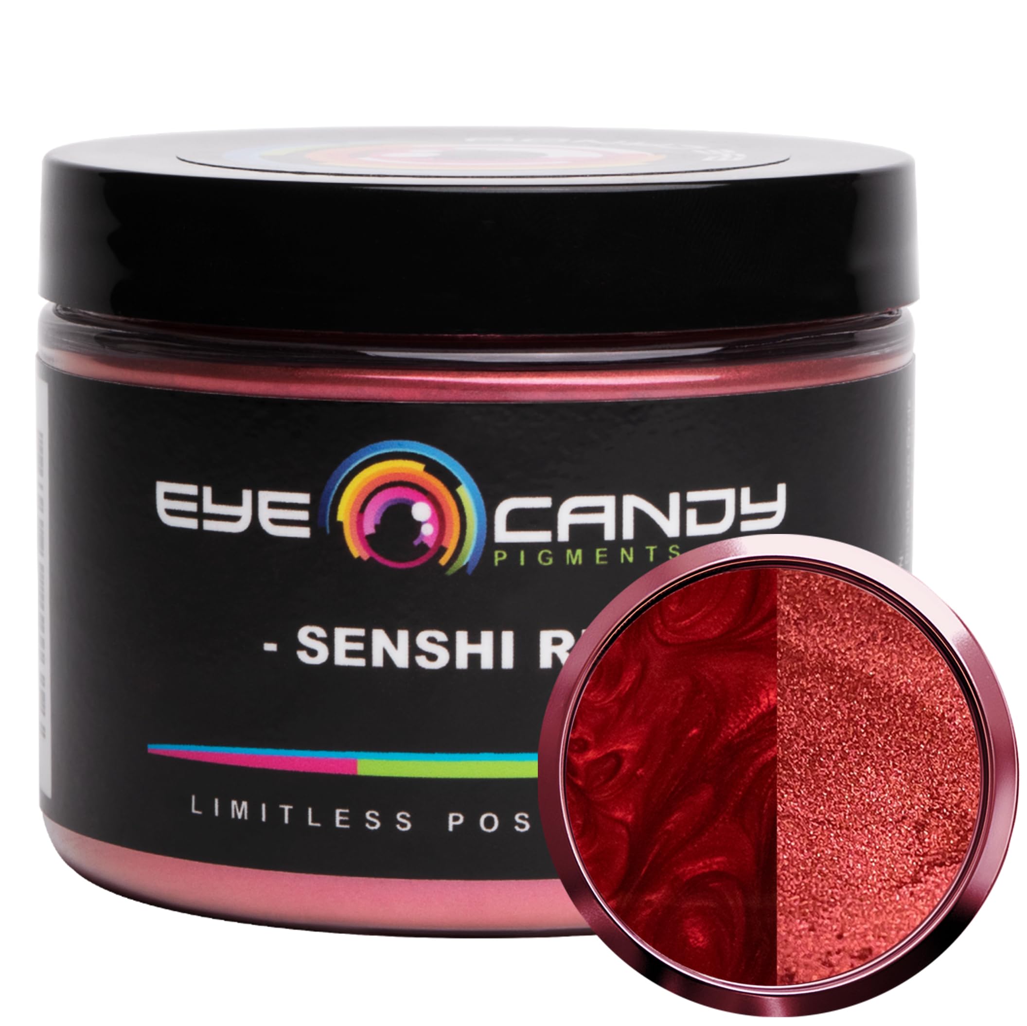 Eye Candy Pigments Premium True Red Mica Powder - Senshi Red (50gr) - for Epoxy, Resin, Soap, Paint, Woodworking, Acrylic Pouring, Bath Bombs, Fishing