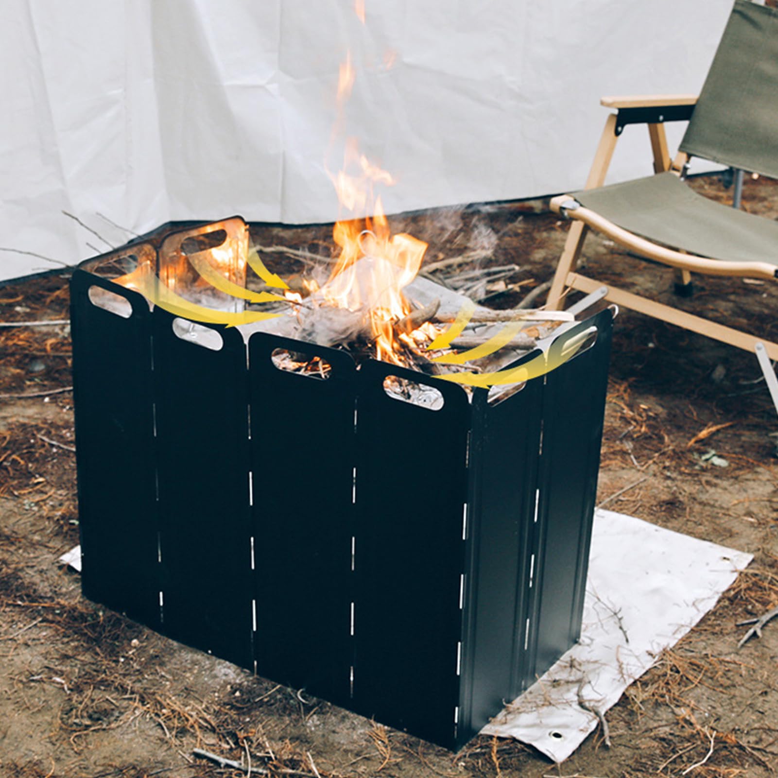 Campingkocher, Windschutz, 40 x 120 cm, für den Außenbereich, tragbarer Kochschutz, Temperaturschutz, Küchenzubehör mit Aufbewahrungstasche, Campingzubehör für Barbecue-Angelausflüge