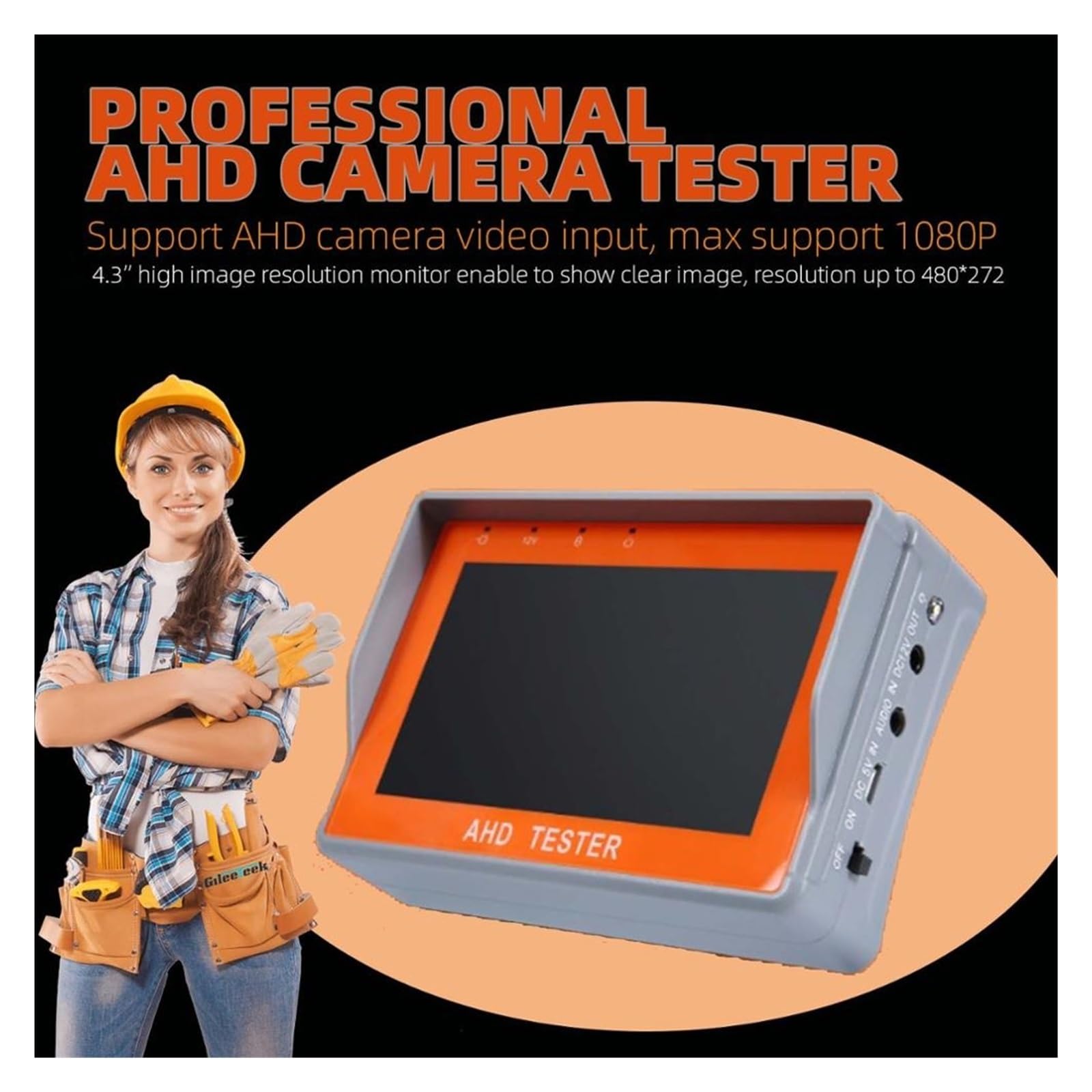 Tester CCTV Tester CCTV Monitor 4.3 Pollici HD AHD 8MP Telecamera Analogica Test Tester For Cavi PTZ UTP Uscita 12V1A IV7A rileva telecamere di rete