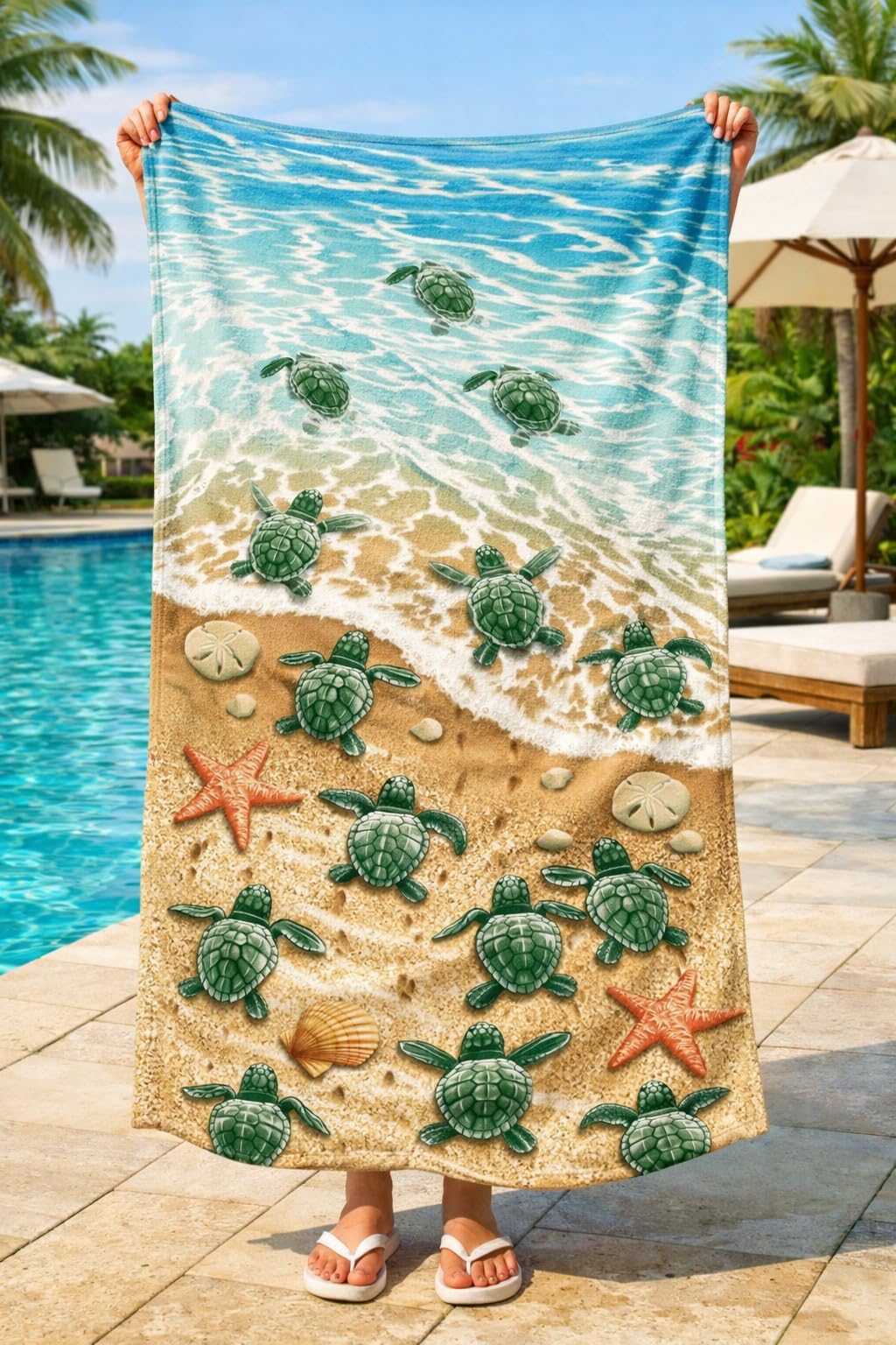 Adore Microfibre Beach Towels Lightweight Large Sports Gym, Turtles