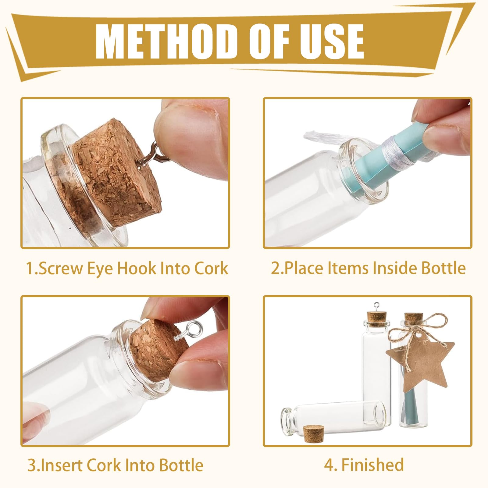 20 botellas de cristal transparente con corcho, mini botellas de cristal con corcho, botellas de poción en miniatura, botellas de ensayo