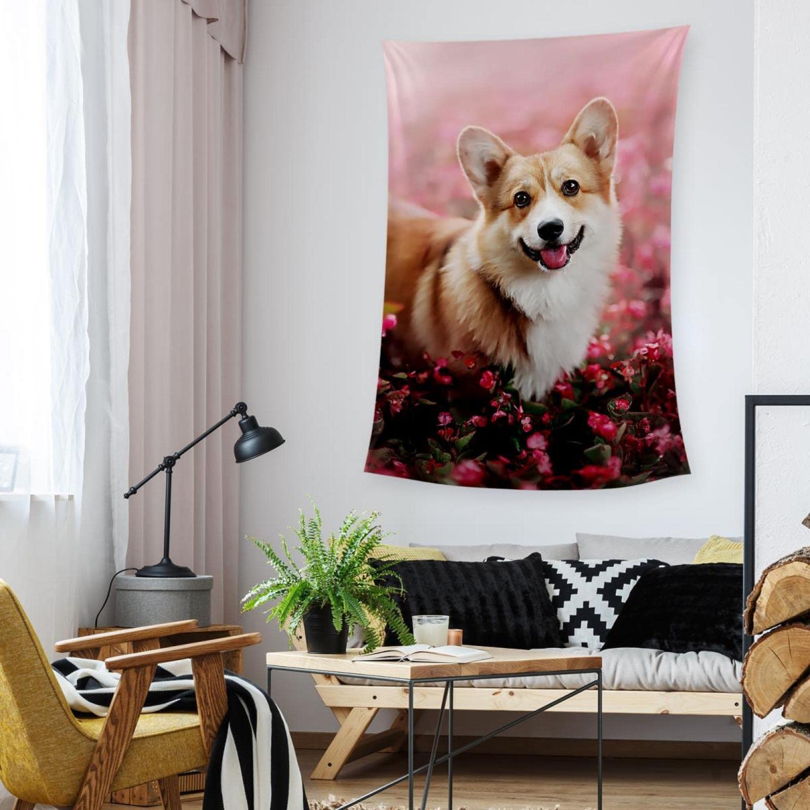 Amazon.co.jp: タペストリー 60x40 インチ、ウェルシュ ・ コーギー犬