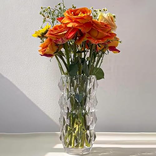 Miniatura 2 de Florero de cristal de 8.9 pulgadas, resistente para centros de mesa, flores, decoración del hogar, grandes jarrones de vidrio transparente para mesa