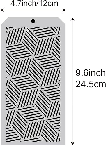 Miniatura 2 de 6 plantillas geométricas reutilizables de plástico decorativas para pintura, plantillas de dibujo artístico con textura para álbumes de recortes,