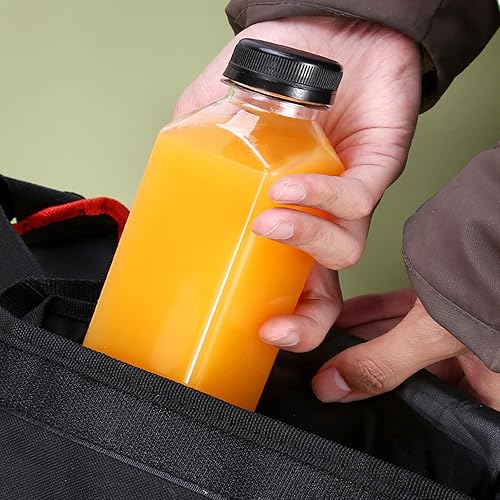 Miniatura 6 de Paquete de 18 botellas de plástico de 12 onzas con tapas, etiquetas, cepillo y embudo de silicona, recipientes reutilizables para bebidas