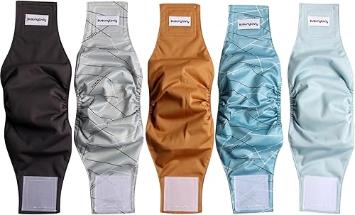 Miniatura 4 de Susunyloviy Pañales lavables para perros machos, paquete de 5 pañales reutilizables súper absorbentes para perros medianos, bandas envolventes para