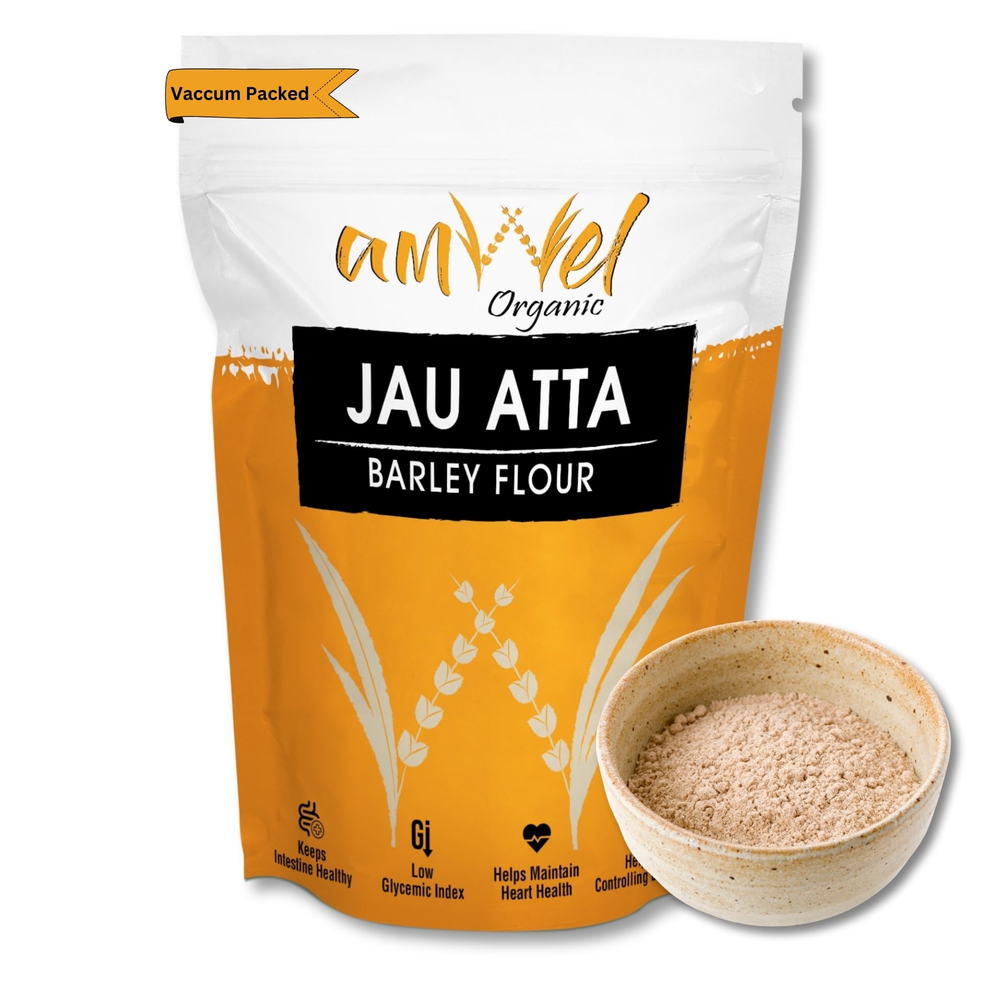 Amwel Organic Jau Atta - Barley Flour, Jaun ka atta | 450g x 5 pc | Rich in Dietary Fiber, Good for Digestion, Weight Loss, Gut health | Natural & Vegan | Diabetic friendly Low GI | Without Wheat | Vaccum Packed (B0992KHQRR) Amazon Price History, Amazon Price Tracker