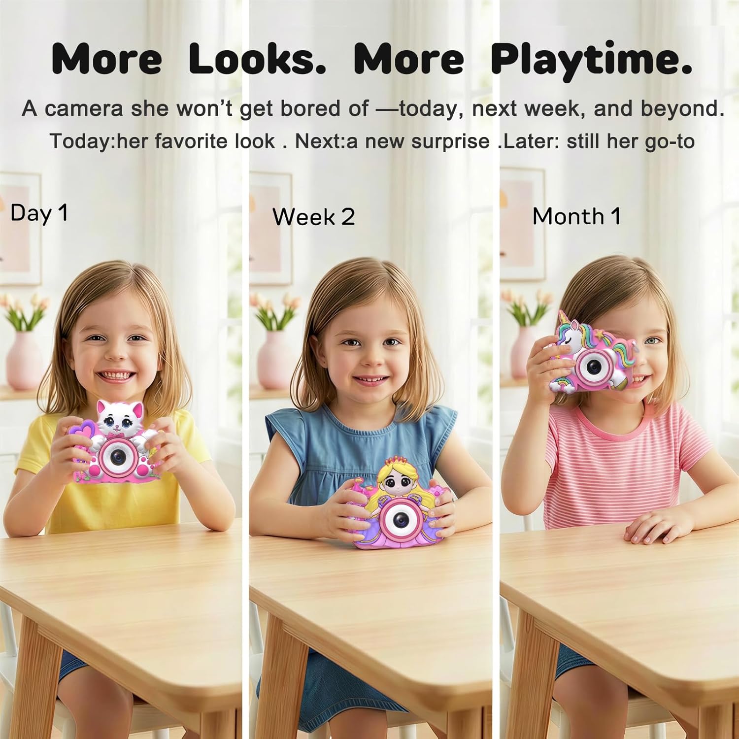 Kids Camera for Girls Toys Gifts: 3 4 5 Year Old Girl Gifts Small Children Selfie Digital Pink Camera for Kids, Christmas Birthday Gift for Girls Toy Cameras for Toddlers Age 3-5, 32G SD Card Included