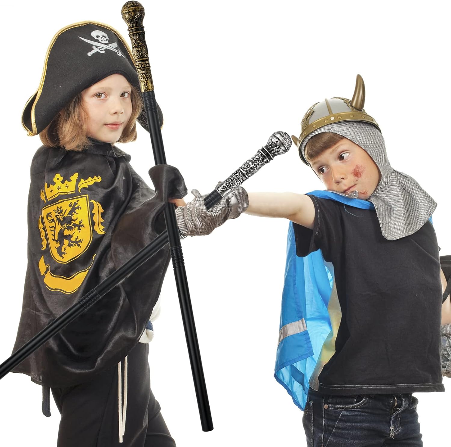 Lucleag 2PCS Gold Vintage and Silver Vintage Walking Canes, Halloween Party Theme Party Supplies, Halloween King Cosplay Prop Costume Accessories, Halloween Prop Stick Pimp Canes for Adults Kids : Clothing, Shoes & Jewelry