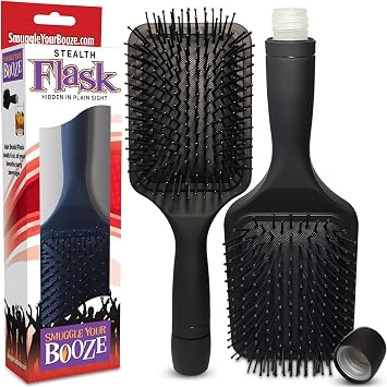 Hidden Paddle Hairbrush Flask by Smuggle Your Booze - Secret Hair Brush BPA-Free Flask for Liquor Disguise for Women | Party Womens Discreet Alcohol Travel Flasks for Cruises, Concerts | 12oz Total