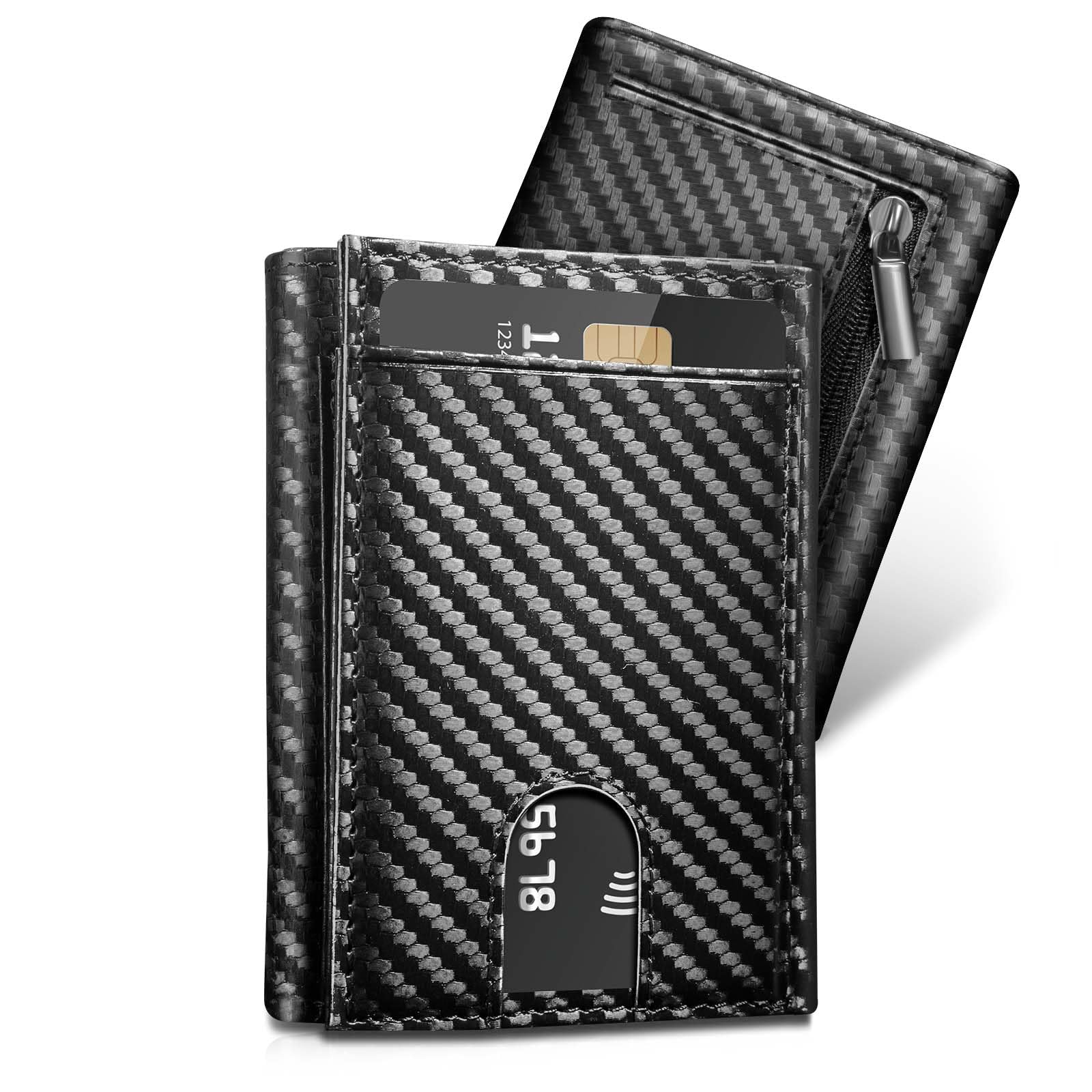 UNOSEKS Portafoglio da uomo – Portafoglio da uomo con protezione RFID, Tri-Fold Portafoglio da uomo Nessuno, Slim Wallet con scomparto per monete, 1 ID e 4 carte di credito, da uomo