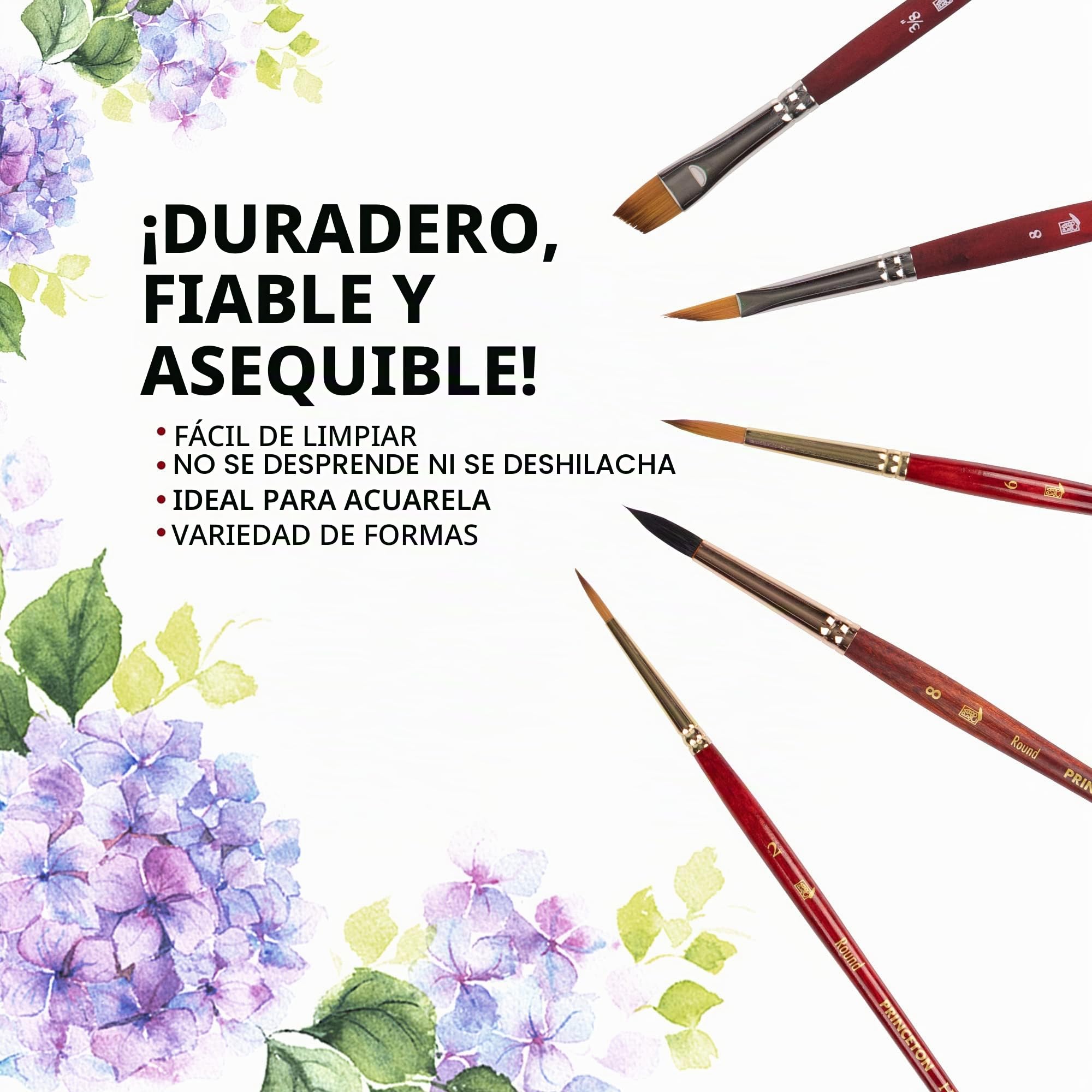 PRINCETON Artist Brush Set Acuarela Floral 5 Pinceles