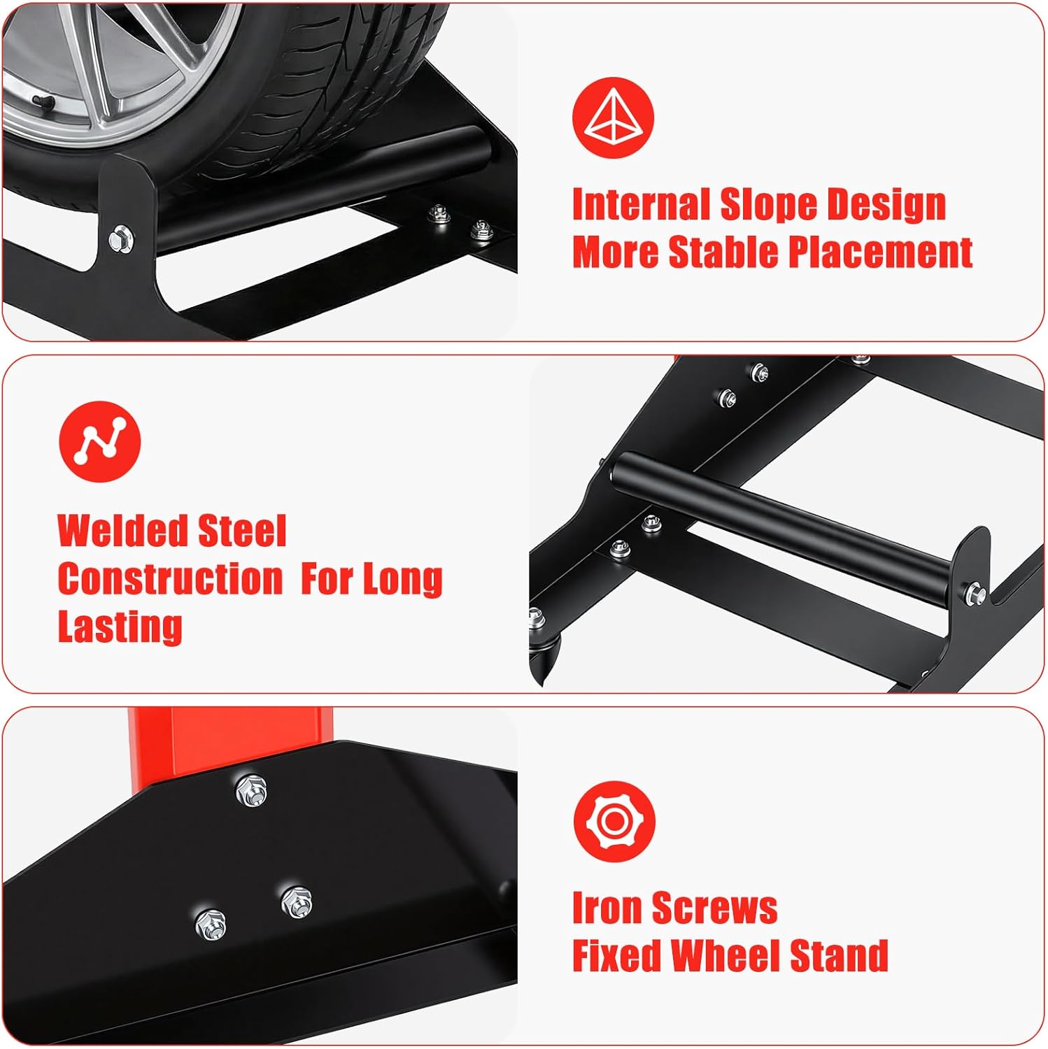 Rolling Wheel Detailing Stand, Car Wheel Cleaning Stand, Heavy-Duty Tire Cleaning and Polishing Roller with 3-Way Rotating Rollers for Ceramic Coating, Tire Shine, Car Wheel Wash