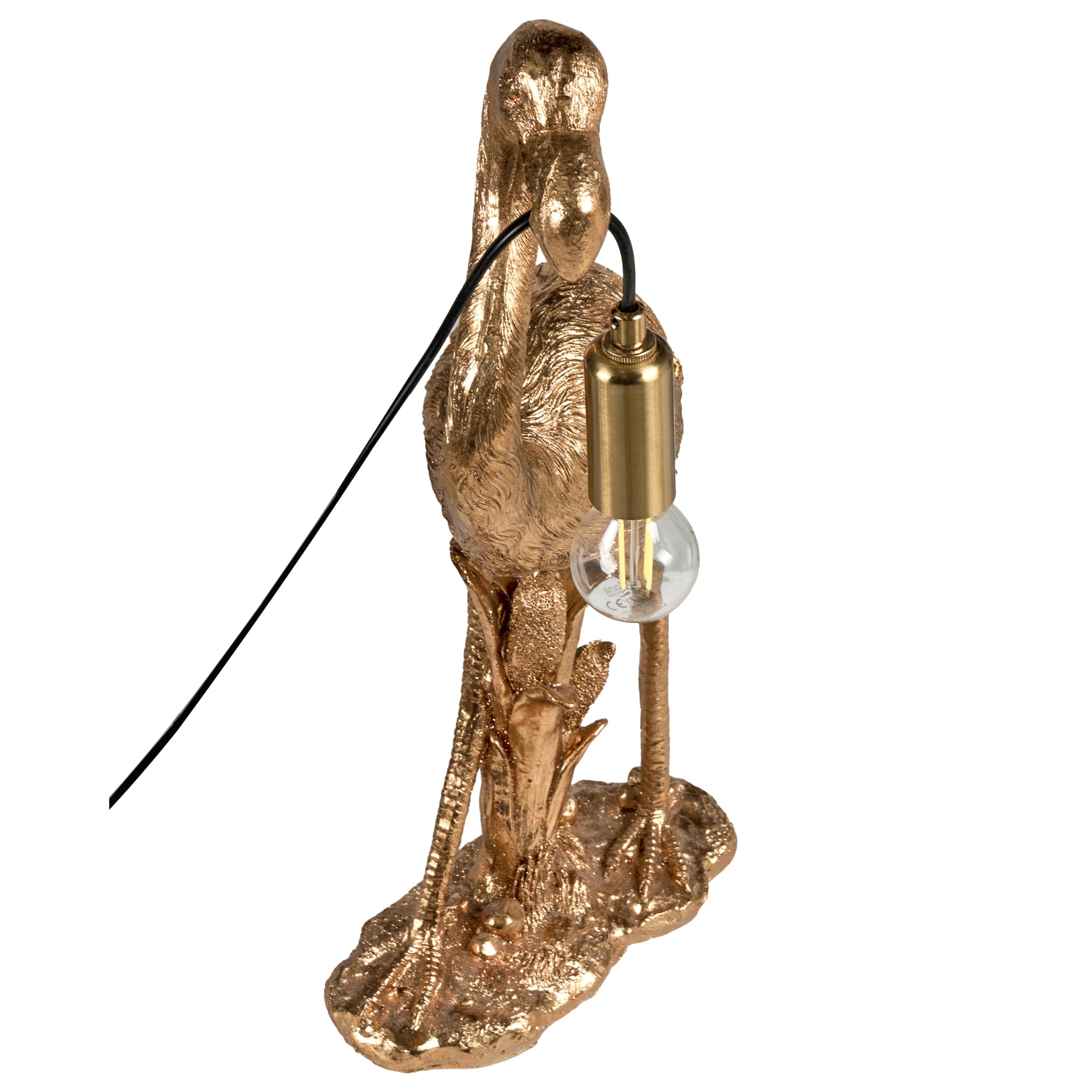 Beliani Tischlampe Kunstharz gold Glühbirnen-Optik 1-flammig Tiermotiv Flamingo Vice