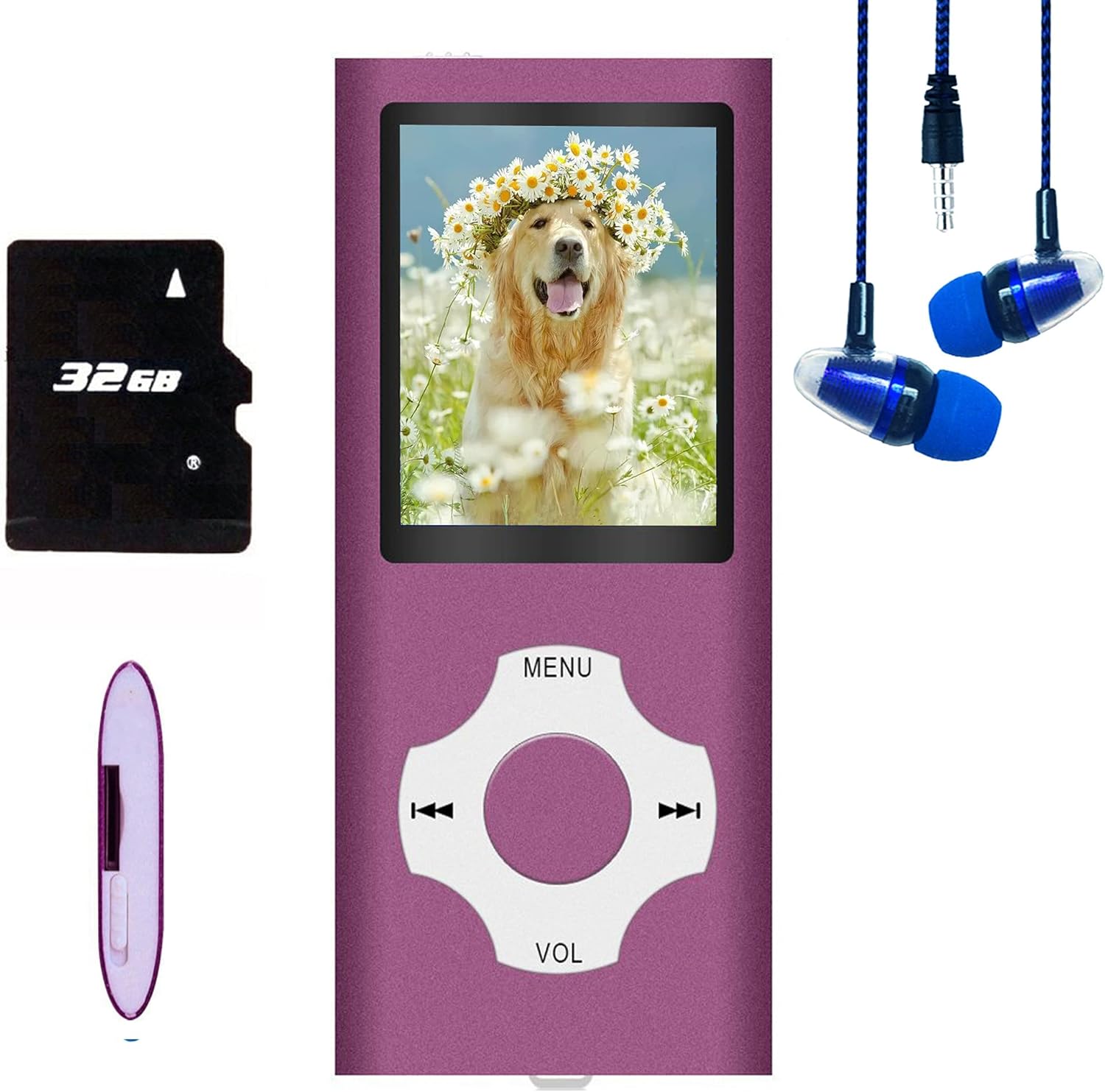 MP3 Player / MP4 Player, Hotechs MP3 Music Player with 32GB Memory SD Card Slim Classic Digital LCD 1.82” Screen Mini USB Port with FM Radio, Voice Record (Purple)