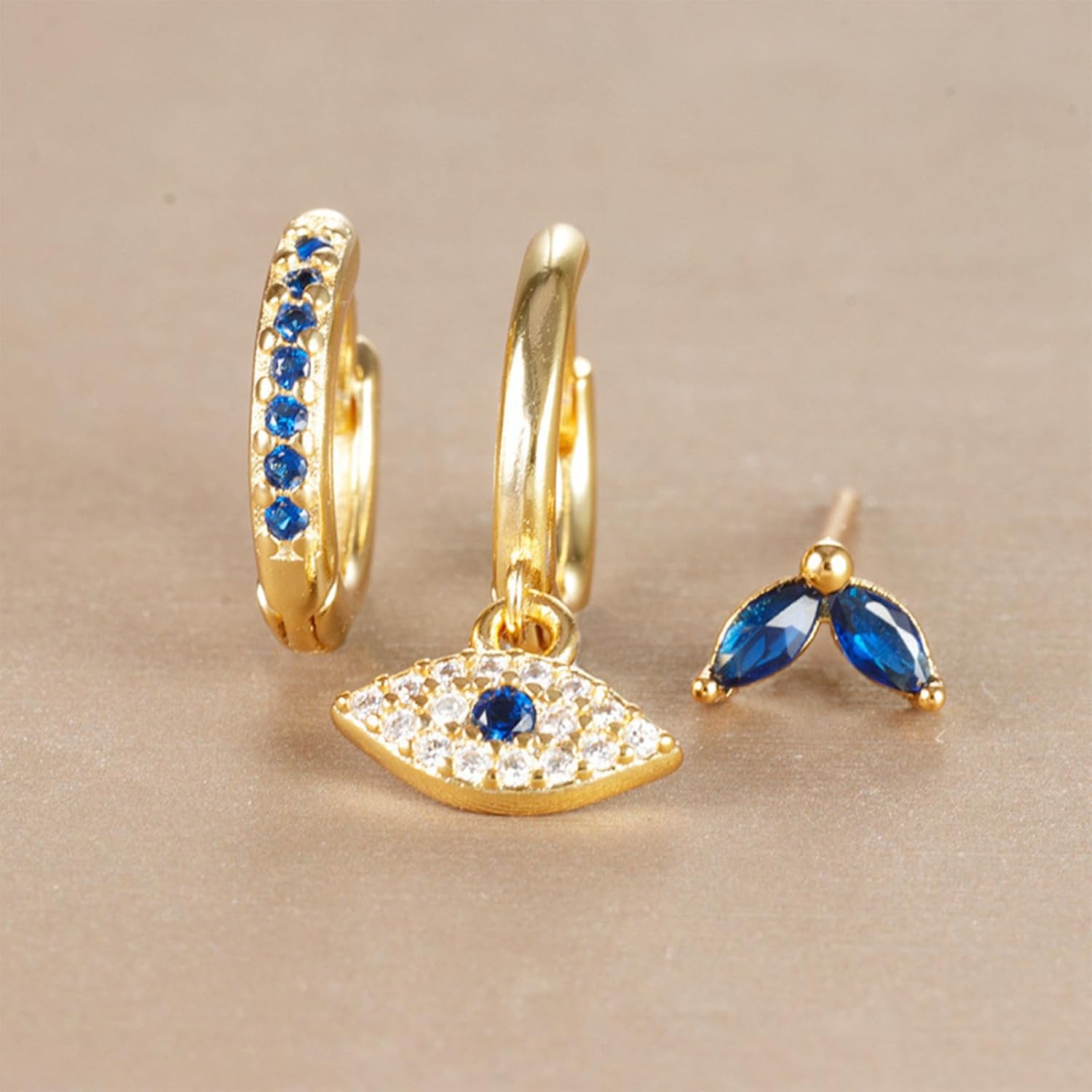 14K Gold Plated Evil Eye Earrings for Women Hypoallergenic Small Hoops with Cubic Zirconia Dainty Drop Earrings Jewelry - Image 8