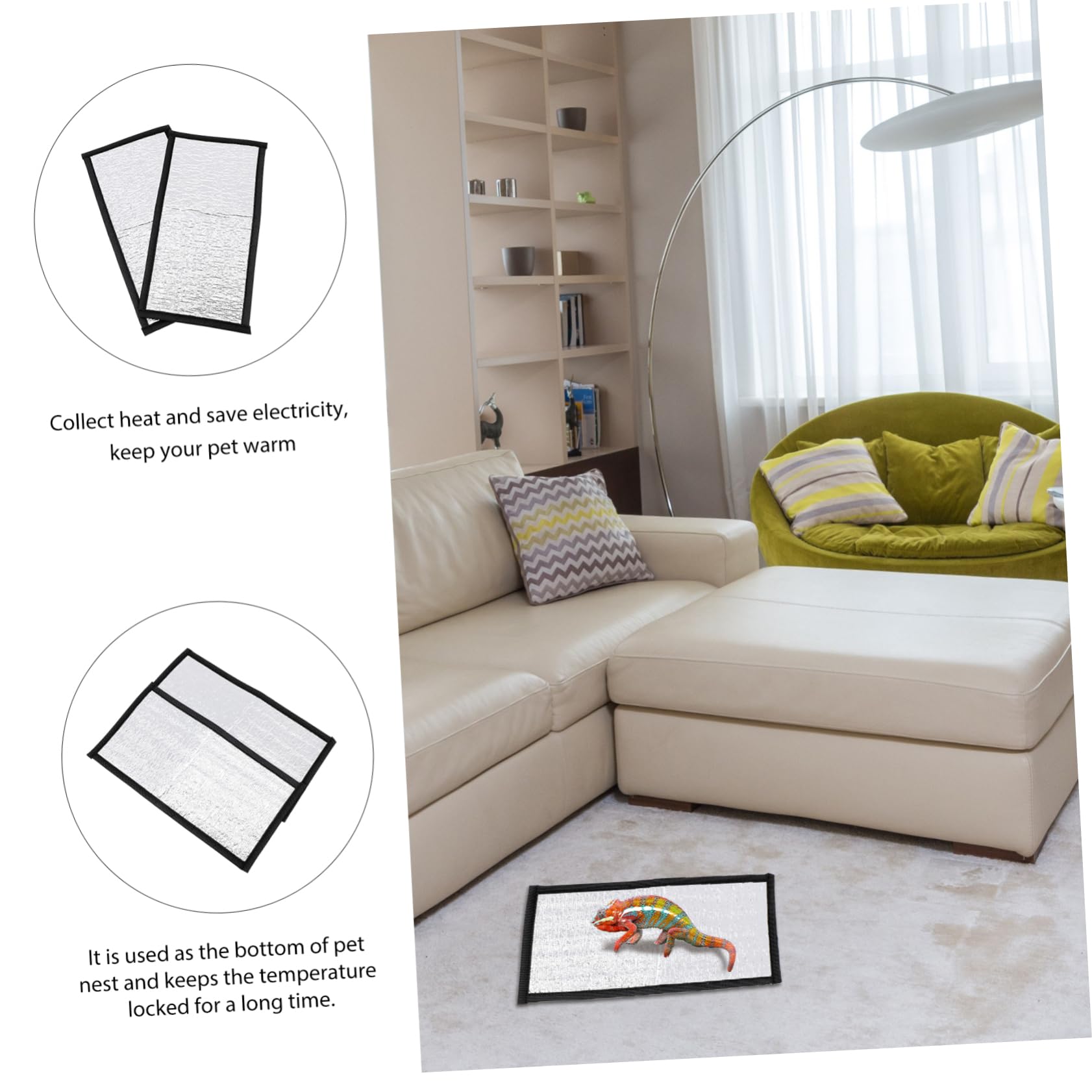 INOOMP Under Tank Heater Pad for Reptiles Heat Mat Reflective Film Insulation Mat