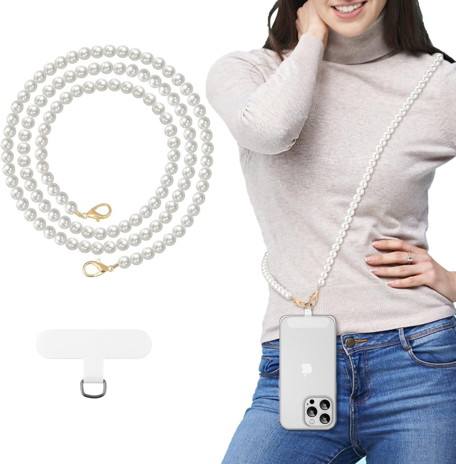 Amazon.com: MoKo Universal Phone Lanyard, Pearl Beaded Cell Phone Chain ...