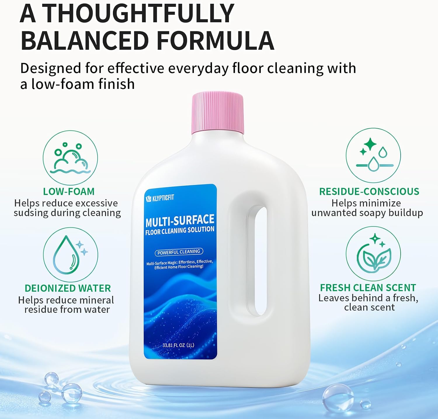 Floor Cleaner Compatible with Dreame Robot Mops, Low-Foam, 33.8 Fl Oz