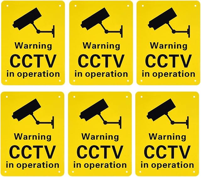 Austor Pre-Drilled CCTV In Operation Sign, Rigid Plastic Signs for Outdoor Use, 150 x 200 mm, 6 Pack