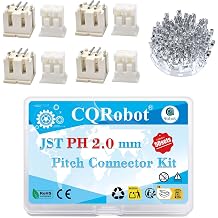 CQRobot JST PH 2-Pin Vertical SMT Header, 2.0mm Pitch Male Plugs Connector with Female Socket Housing and Crimp Terminals Kit, 50 Sets/200 Pieces Wire-to-Board Adapter Cable Assembly.