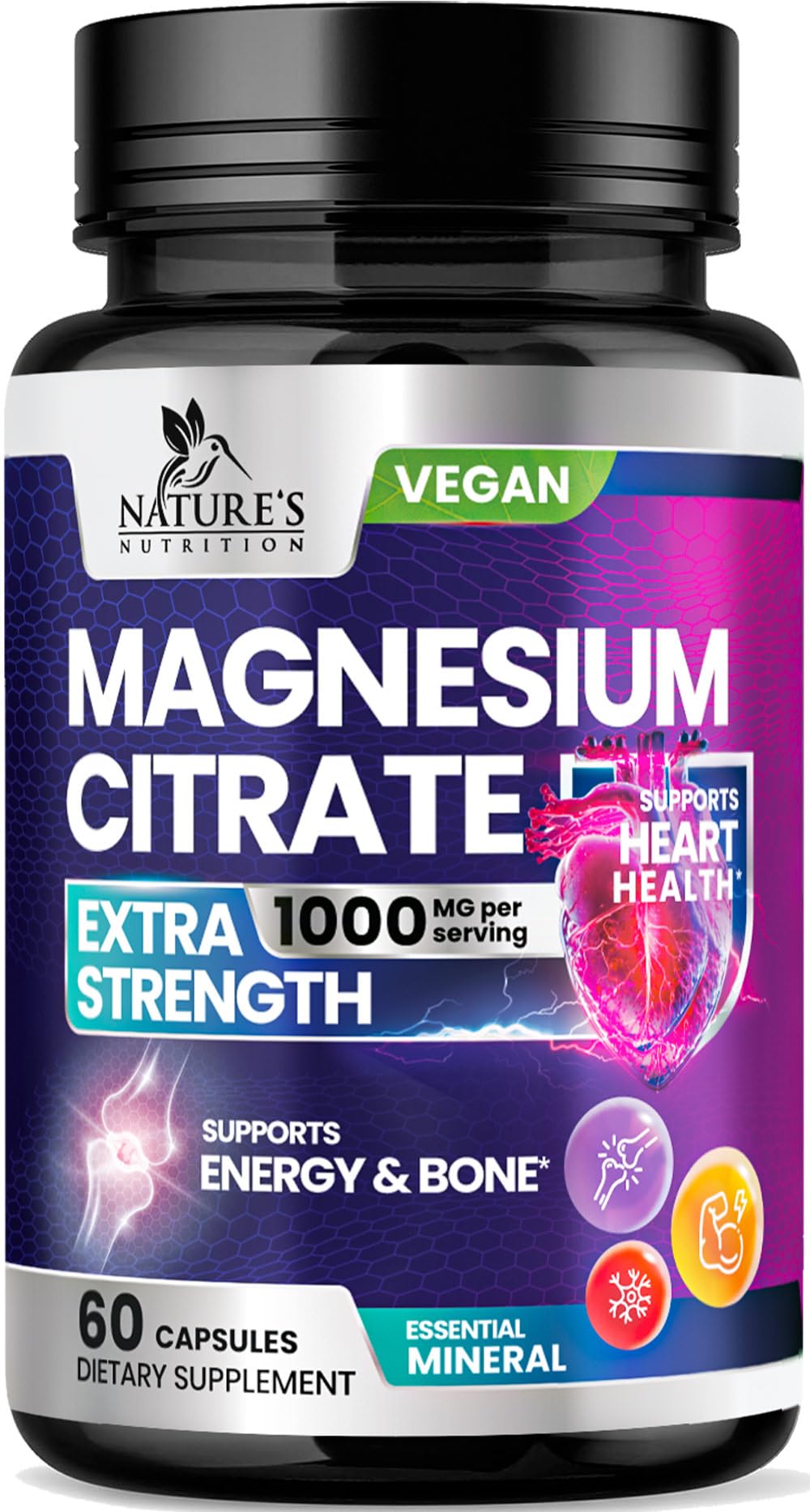 Magnesium Citrate 1000mg Per Serving - 3X Strength Magnesium Supplement for Bone, Muscle, Heart, Natural Sleep Support for Men & Women, Vegan Mag Mineral Pills, Bottled in USA - 120 Capsules — Amazon image 12