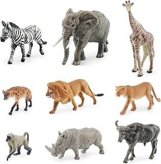 Safari-Tierfiguren Set, 9 Stück