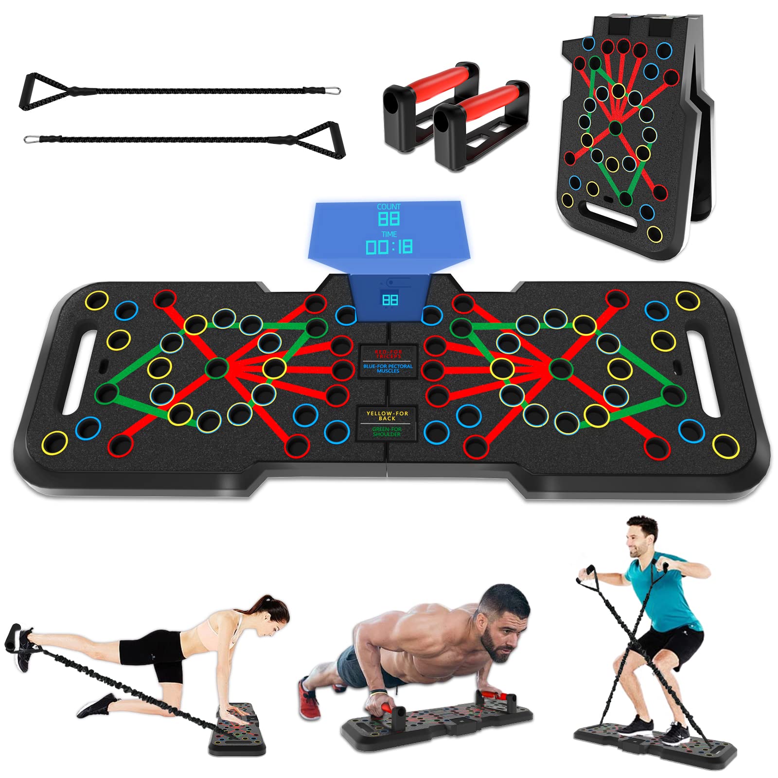 Planche à Pompes Multifonction Push-Up Board – Code Couleur Pour Cibler Muscles, Poignées Ergonomiques - 11