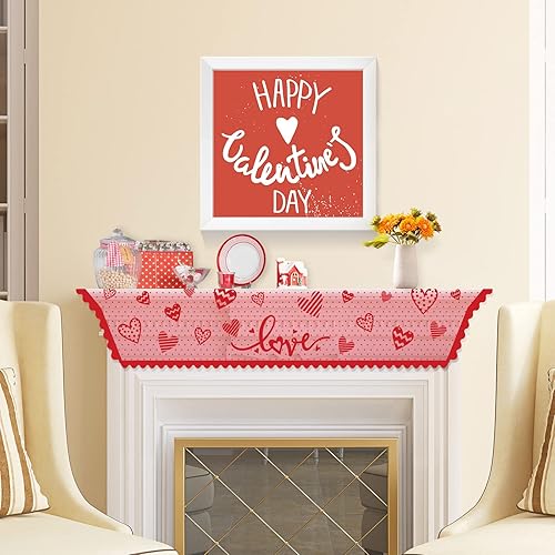 Miniatura 3 de Tatuo Bufanda para el día de San Valentín, mantel de encaje con corazón rojo para el día de San Valentín, boda, aniversario, sala de estar y