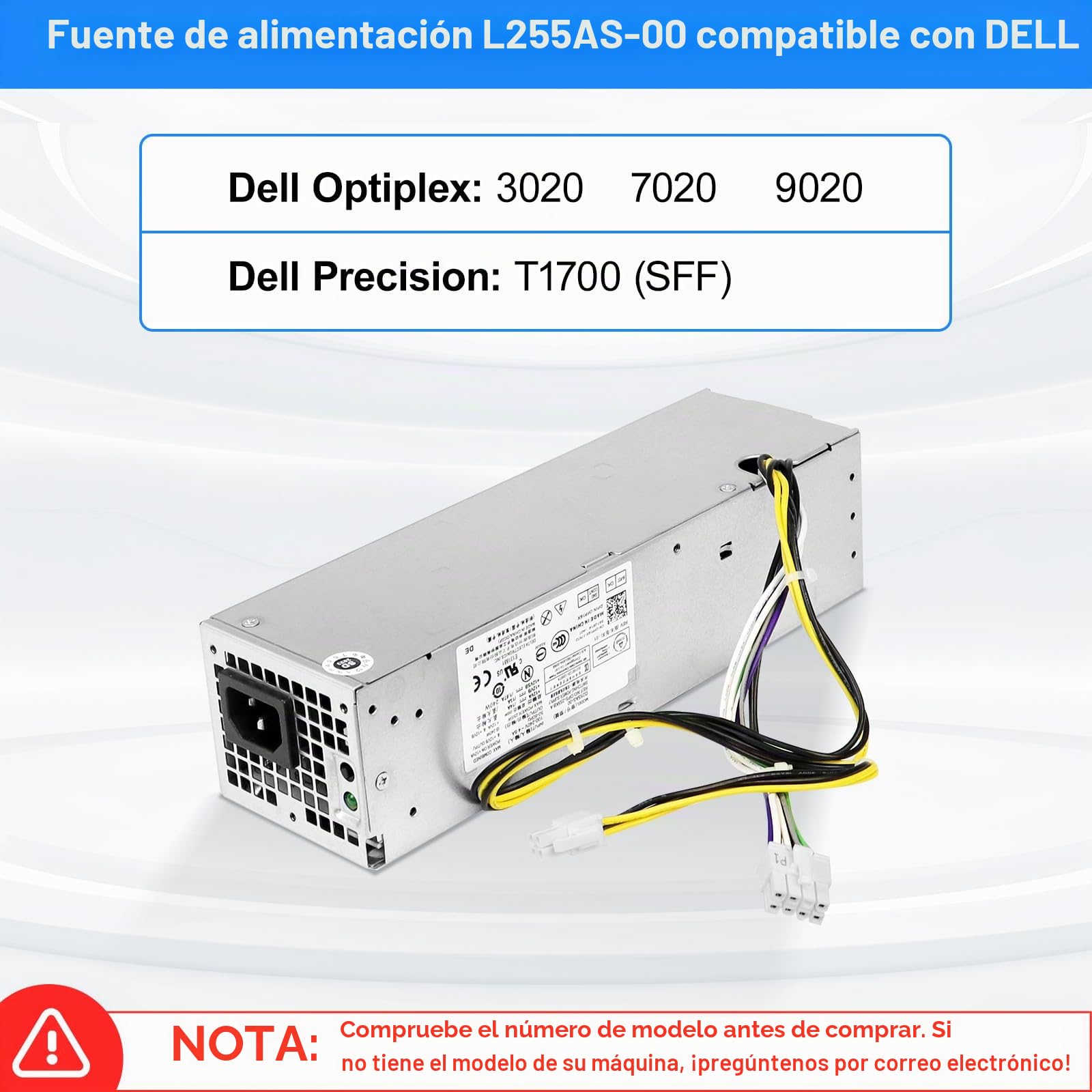 NT1XP YH9D7 - Fuente de alimentación PSU para Dell Optiplex 3020/7020/9020 y Precision T1700 SFF Systems R7PPW 3XRJ0 V9MVK FP16X T4GWM M9GW7 FN3MN H255ES-00 D25AS-0 0 F25 5 ES-00