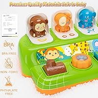 Vista 4 de Duchong Juguetes emergentes para niños y niñas de 1 año, juguetes interactivos de causa y efecto con música y luz para bebés de 6 a 12 meses