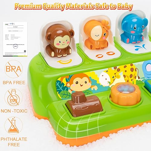 Miniatura 4 de Duchong Juguetes emergentes para niños y niñas de 1 año, juguetes interactivos de causa y efecto con música y luz para bebés de 6 a 12 meses,