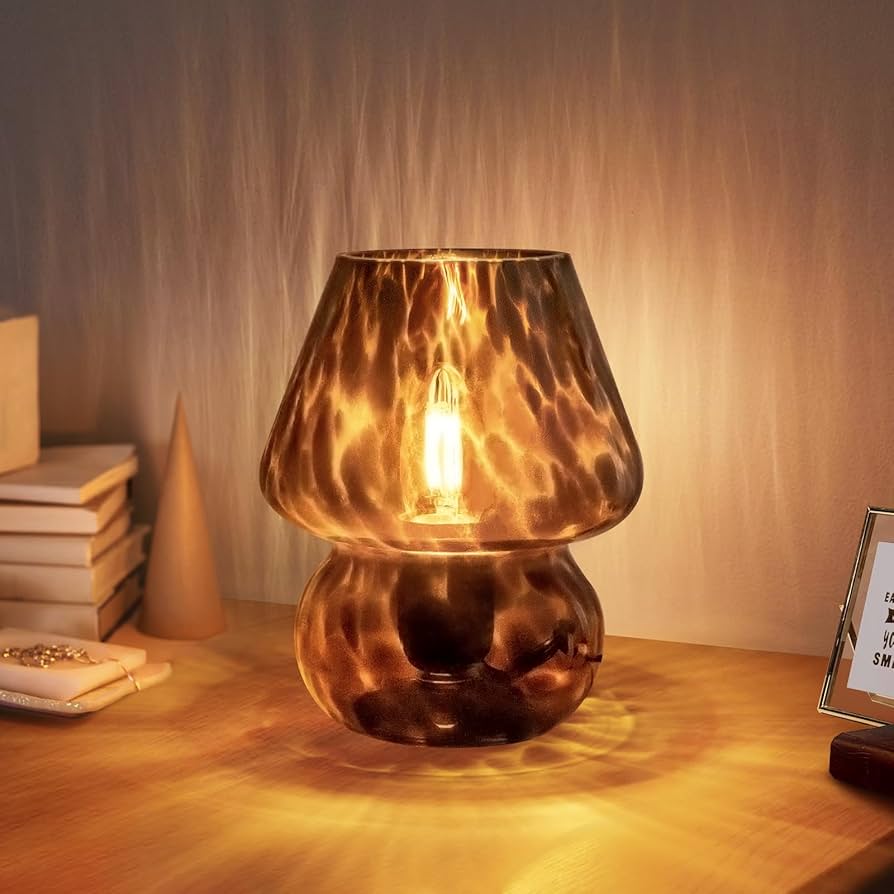 ONEWISH Mushroom Lamp Small Vintage Table Lamp for Bedroom