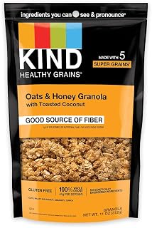 KIND Healthy Grains Clusters, Oats & Honey Clusters with Toasted Coconut, Gluten Free, Low Sugar, 17 Oz, 6 Count