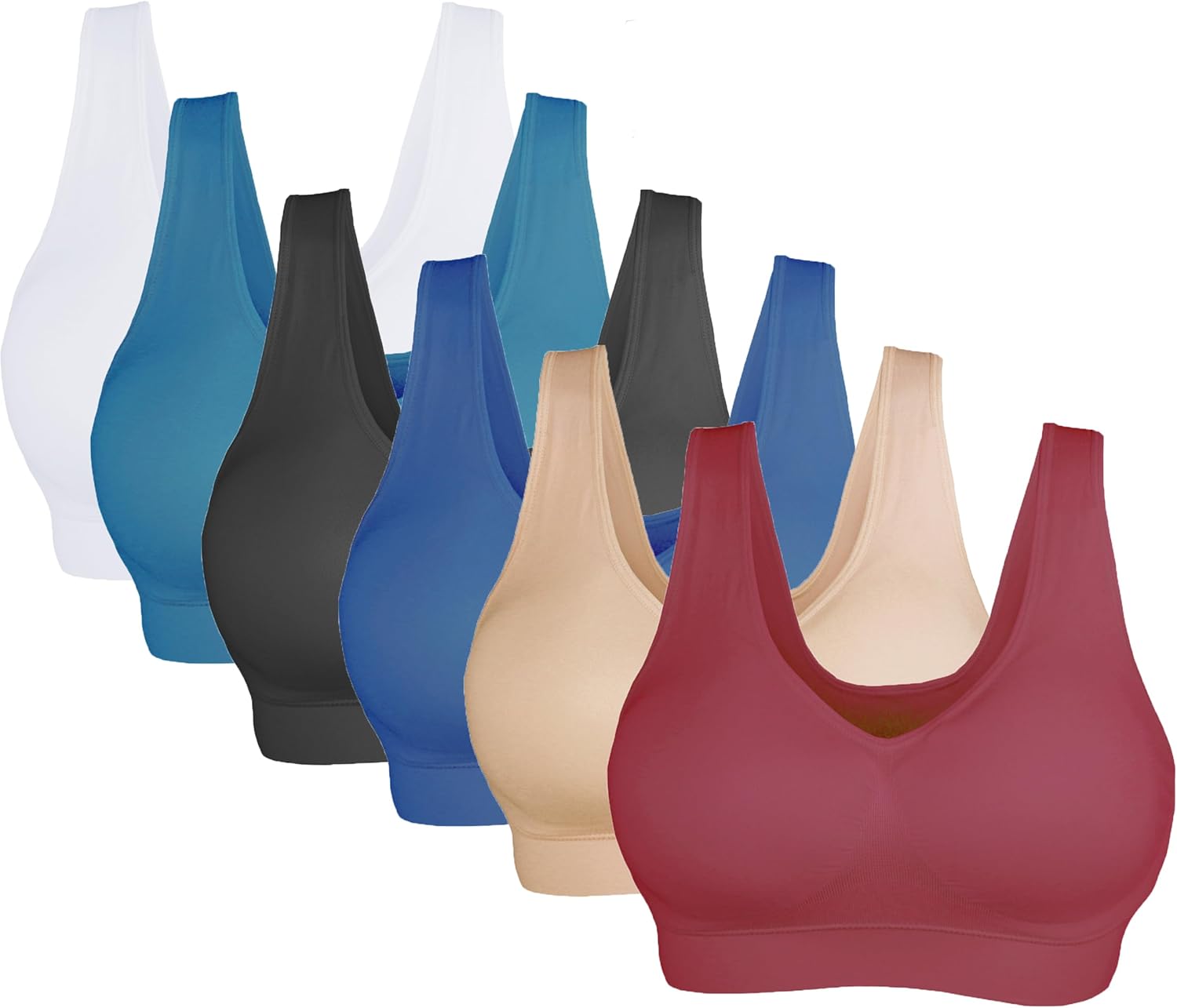 KINYAOYAO 3 Pack Women's Ultimate Comfy Medium Support Seamless Wireless Sports Bra with Removable Pads