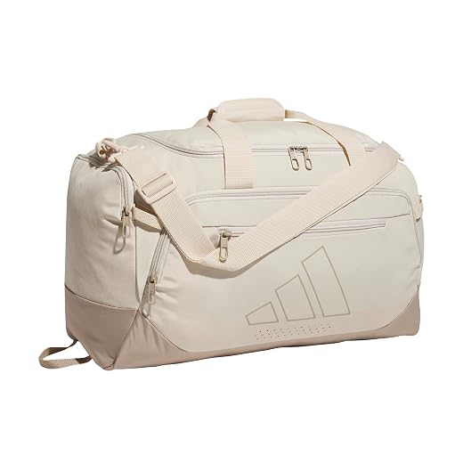 adidas Defender 5 Duffel Bag for Sports, Gym and Travel, Crystal Linen Beige/Trace Khaki, OSFA
