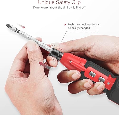 Miniatura 5 de Destornillador eléctrico inalámbrico, mini destornillador eléctrico recargable (negro y rojo)
