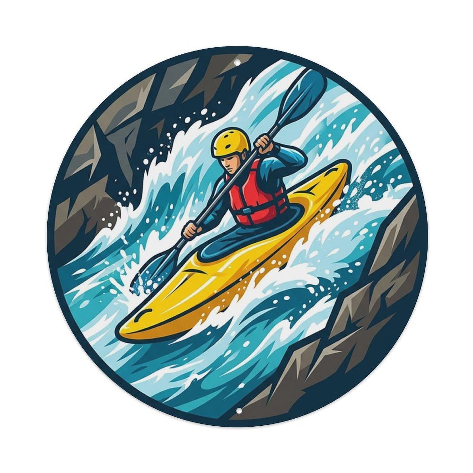 Vintage Kayaking Rapids Extreme Sports Vintage Metal Tin Sign Plaque Wall Decor for Cafe, Club Bar, Office, Garden Metal Poster 8x8Inch