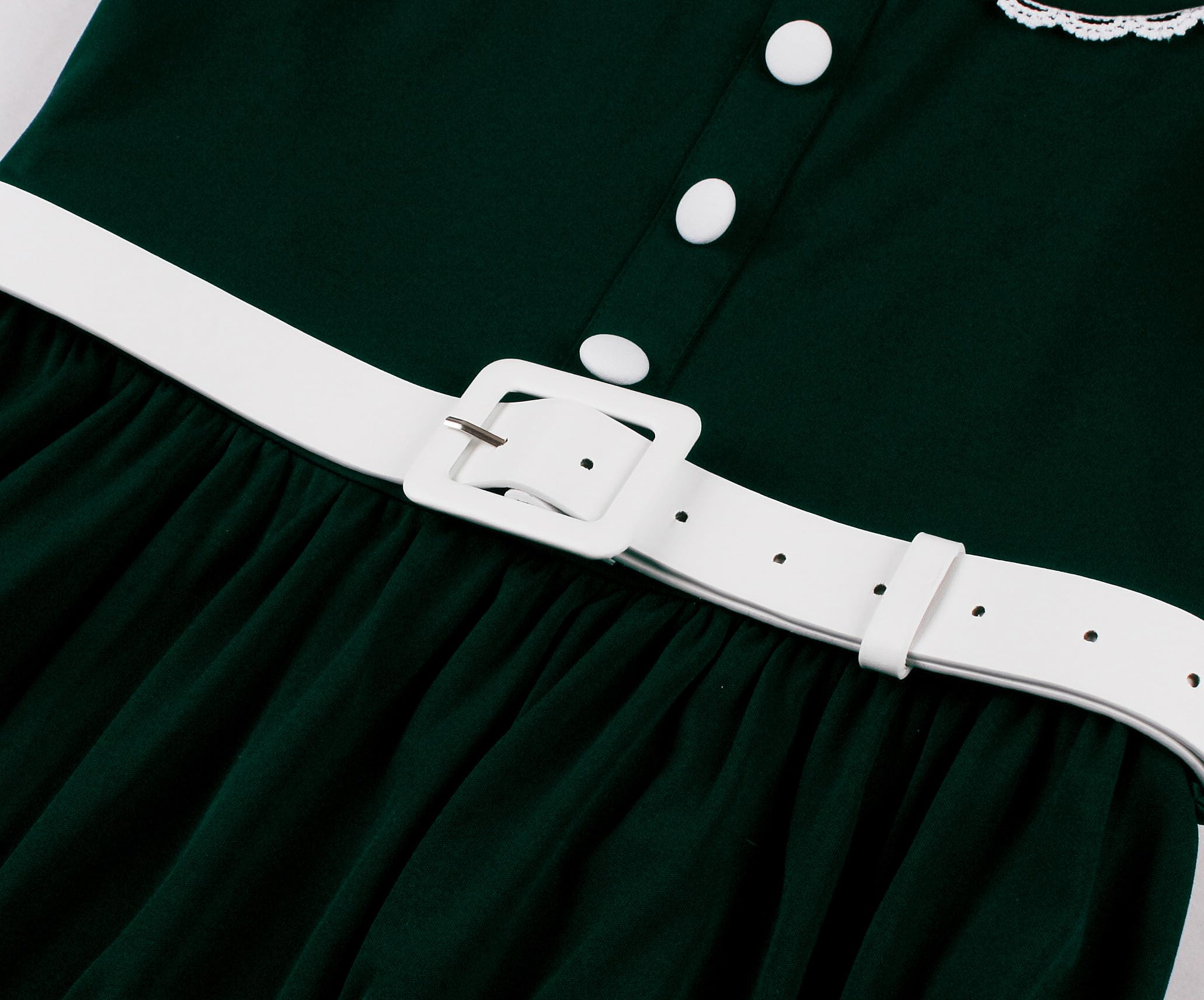 Wellwits Abito vintage da donna con colletto ricamato in pizzo