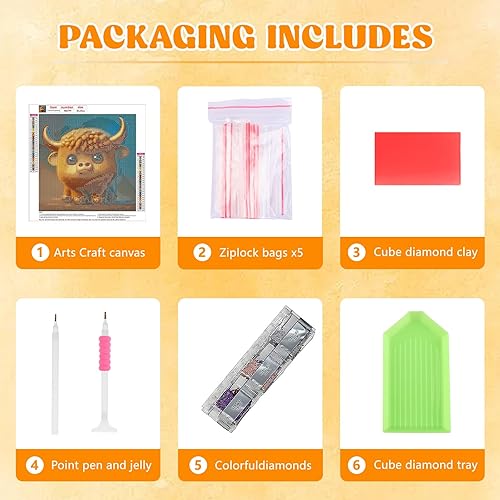 Miniatura 5 de RICUVED Arte de pintura de diamante de vaca, kits de pintura de diamantes de animales para adultos, kits de arte de diamantes 5D, taladro redondo