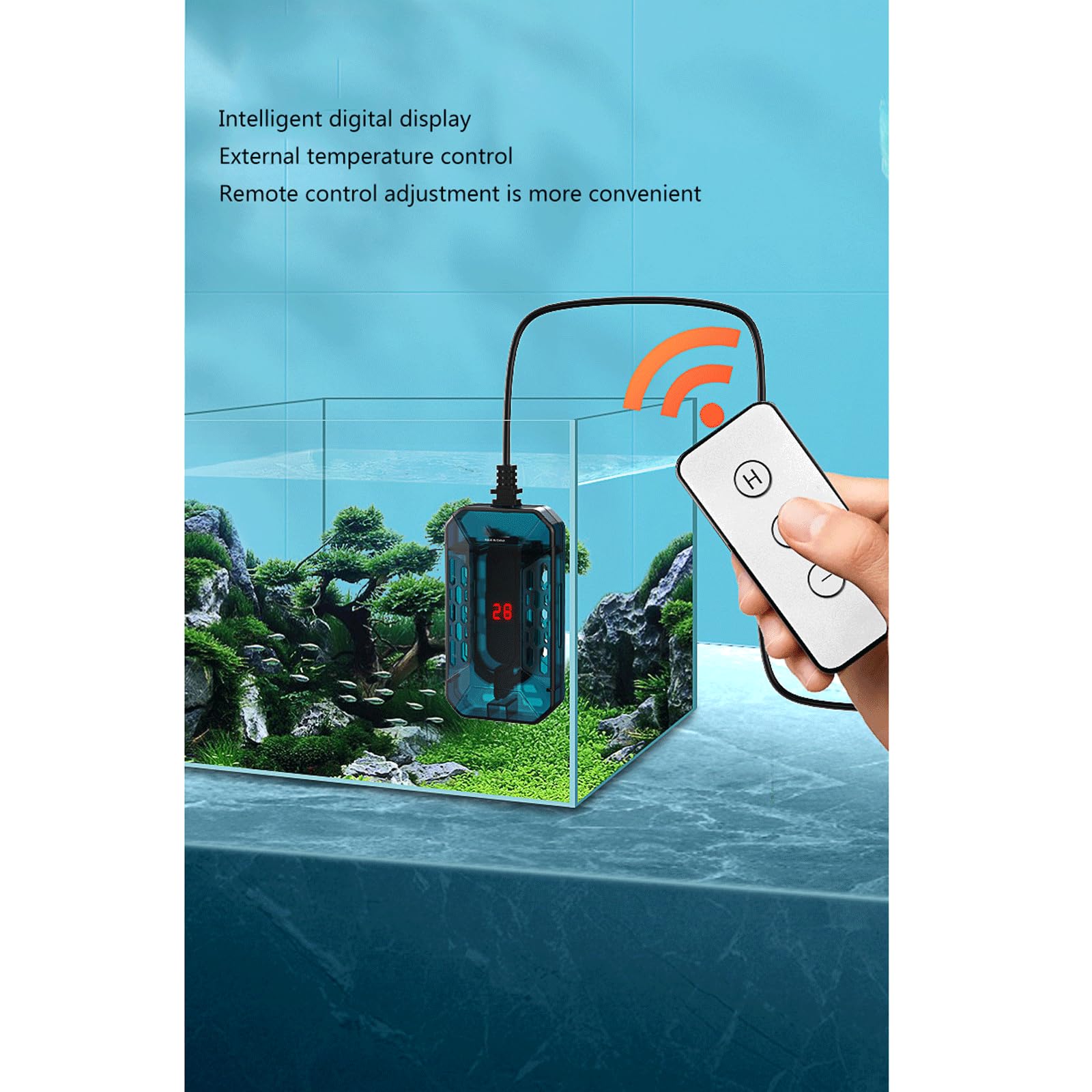 Riscaldatore per Acquario Termostato Automatico Antideflagrante Asta riscaldante per Basso Livello dell'Acqua, Telecomando, 25 W (Telecomando 100 W)